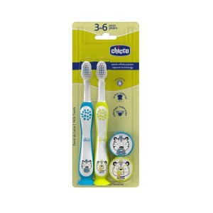 SZCZOTECZKA DO ZĘBÓW TIGER PANDA 3-6L 2SZT, CHICCO
