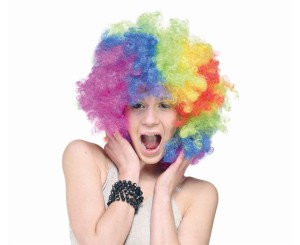 PERUKA MEGA AFRO TĘCZOWE