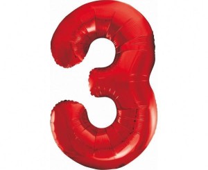 BALON FOLIOWY B&C CYFRA 3 CZERWONA 85CM