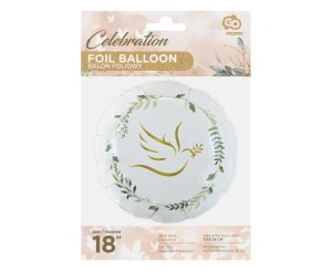 BALON FOLIOWY GOŁĄBEK Z LISTKAMI OKRĄGŁY