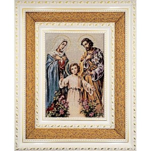 OBRAZ HAFTOWANY ŚWIĘTA RODZINA PODWÓJNA RAMA 38X32