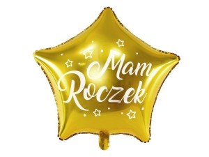 BALON FOLIOWY GWIAZDKA MAM ROCZEK 48CM ZŁOTY