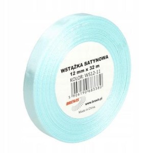 WSTĄŻKA SATYNOWA BŁĘKITNA 12MMX32M
