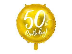 BALON FOLIOWY 50TH BIRTHDAY 45CM ZŁOTY