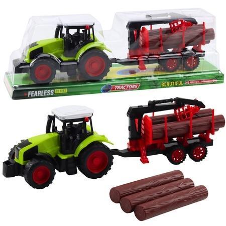 Traktor rolniczy z przyczepą do transportu drewna