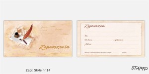ZAPROSZENIA STYLE WZÓR NR 14 10SZT