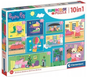 PUZZLE 10W1 SUPER KOLOR ŚWINKA PEPPA, CLEMENTONI