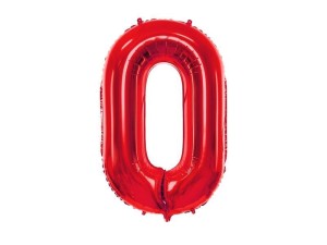 BALON FOLIOWY 0 CZERWONY 86CM