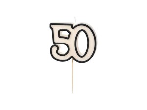 ŚWIECZKA URODZINOWA 50 BIAŁO-CZARNY 5,5CM