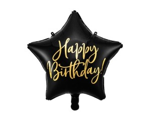 BALON FOLIOWY HAPPY BIRTHDAY 40CM CZARNY