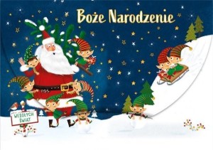 KARNET NA KASĘ BOŻE NARODZENIE MIKOŁAJ Z ELFAMI