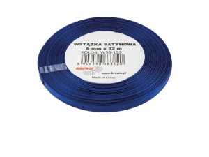 WSTĄŻKA SATYNOWA GRANATOWA 6MMX32M 2SZT