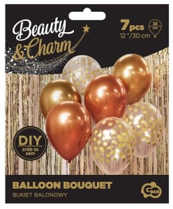BALONY BEAUTY&CHARM BUKIET ZŁOTE 30CM 7SZT