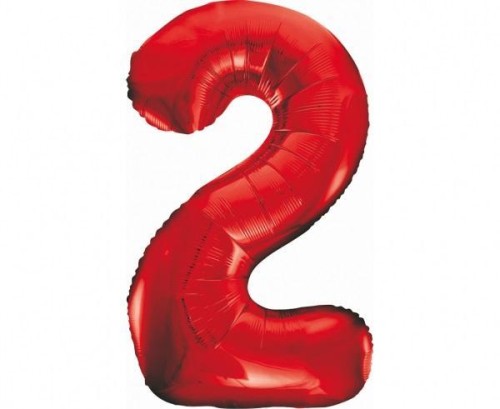 Balon foliowy B&C cyfra 2 czerwona 85cm
