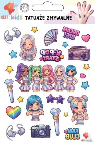 Tatuaże zmywalne dla dzieci K-pop Star, All4Kids