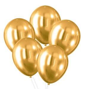 BALONY Z EFEKTEM CHROMU ZŁOTE 30CM 5SZT