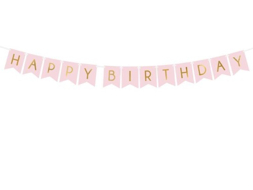 Girlanda Happy Birthday jasno różowa 15x175cm