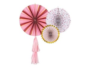 ROZETY DEKORACYJNE KWIATY 26-43CM 3SZT