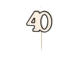 ŚWIECZKA URODZINOWA 40 BIAŁO-CZARNY 5,5CM