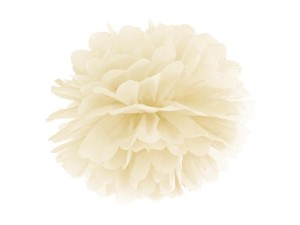 POMPON BIBUŁOWY KREMOWY 25CM