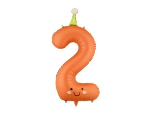 BALON FOLIOWY CYFRA 2 POMARAŃCZOWY 86CM