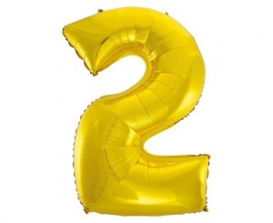 BALON FOLIOWY B&C CYFRA 2 ZŁOTA 92CM