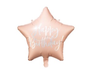 BALON FOLIOWY HAPPY BIRTHDAY 40CM JASNY PUDROWY