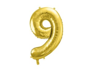 BALON FOLIOWY 9 JASNY ZŁOTY 72CM