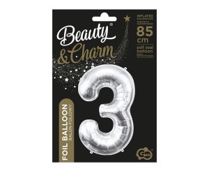 BALON FOLIOWY B&C CYFRA 3 SREBRNA 85CM
