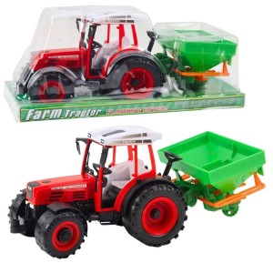 TRAKTOR Z SIEWNIKIEM CZERWONY 34CM, LEANTOYS