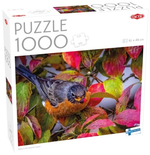Puzzle 1000 Robin w jesiennych liściach, Tactic