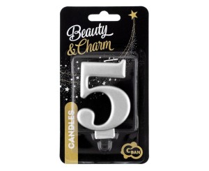 ŚWIECZKA B&C 5 METALIK SREBRNA 8,0CM