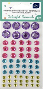 NAKLEJKI DEKORACYJNE 62SZT COLOURFUL DIAMONDS