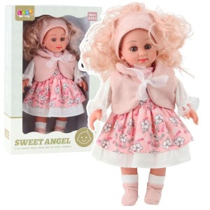 LALKA SWEET ANGEL W RÓŻOWEJ SUKIENCE W KWIATY 36CM
