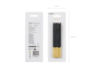 ŚWIECZKI URODZINOWE GŁADKIE CZARNE 14CM 12SZT