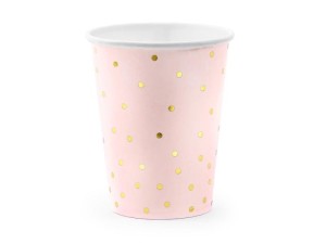 KUBECZKI KROPKI JASNORÓŻOWE 260 ML 6SZT