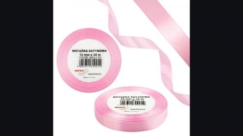 Wstążka satynowa 12mm/32m baby pink