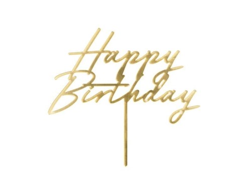 Topper na tort Happy Birthday złoty 18x16,5cm