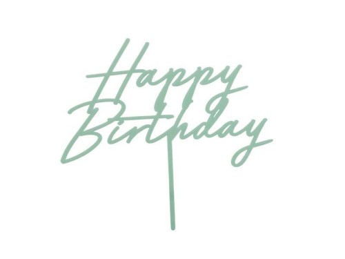 Topper na tort Happy Birthday zielony 16,5cm