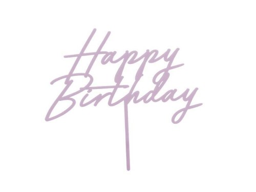 Topper na tort Happy Birthday fioletowy 16,5cm