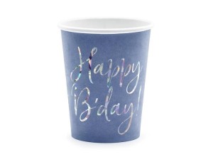 KUBECZKI HAPPY B'DAY GRANATOWY 220ML 6SZT