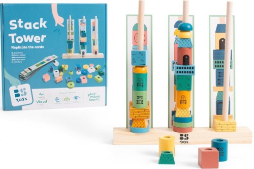 Układanka wieża drewniana, BS Toys