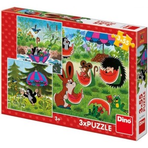 PUZZLE DLA DZIECI 3W1 KRECIK I PARASOL, DINO TOYS