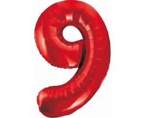 BALON FOLIOWY B&C CYFRA 9 CZERWONA 85CM