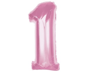 BALON FOLIOWY CYFRA 1 JASNORÓŻOWA SMART 92CM