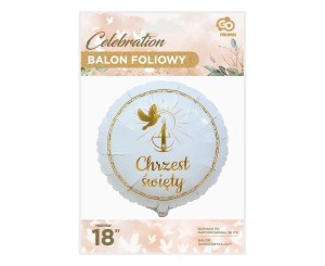 BALON FOLIOWY CHRZEST ŚWIĘTY GOŁĄBEK I ŚWIECA 36CM