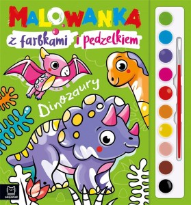MALOWANKA Z FARBKAMI I PĘDZELKIEM. DINOZAURY
