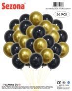 BALONY CZARNO-ZŁOTE 50SZT
