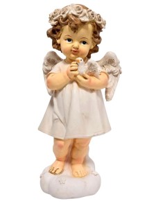 FIGURKA ANIOŁEK Z GOŁĄBKIEM 23CM, ART SACRUM