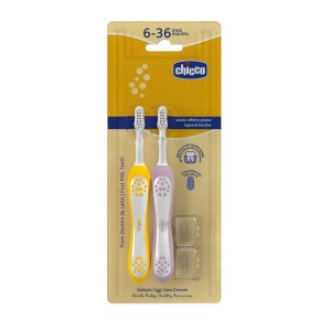 SZCZOTECZKI DO ZĘBÓW LILA/MUSZTARDOWY 6-36M 2SZT